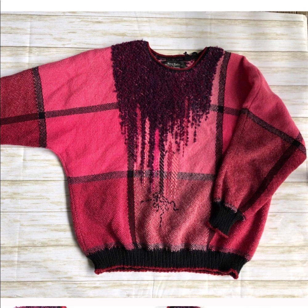 Handmade 80s vintage Wool color block Sweater